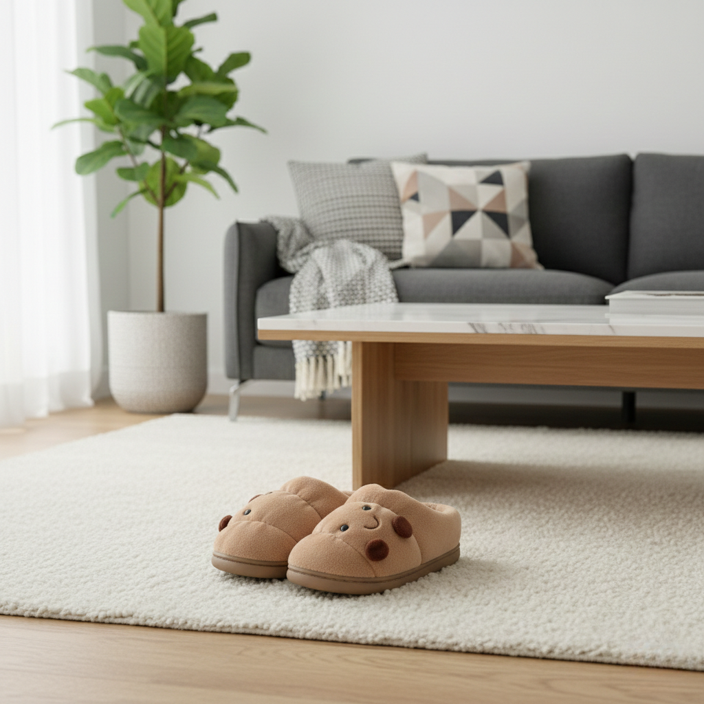 Happy Croissant Slippers - Ultra-Soft Plush Slip-on for Women