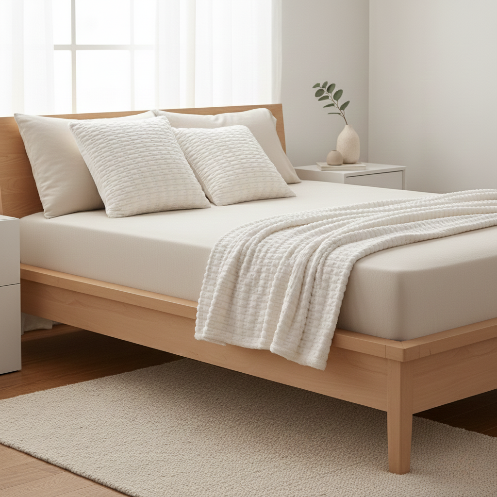 Throw Blanket Set With Pillow Cases | Warm Faux Fur Striped