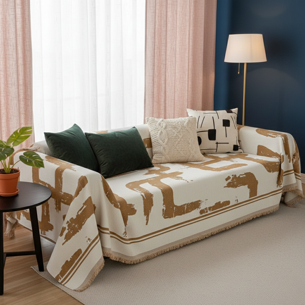 Monochrome Chic Sofa Cover - Jacquard Fabric for Sofa and Living Room