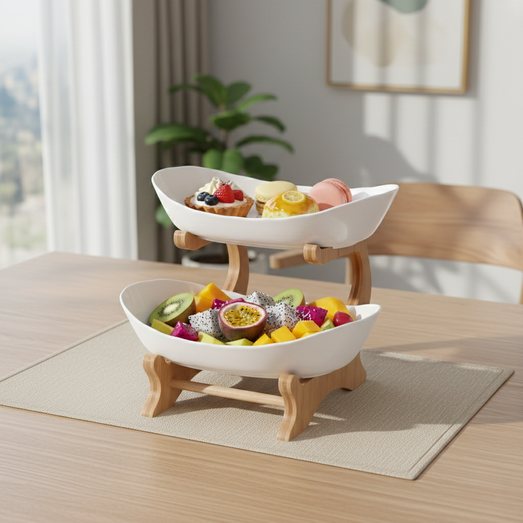 Modern Fruit Bowl - Multi-tiered Wooden for Kitchen
