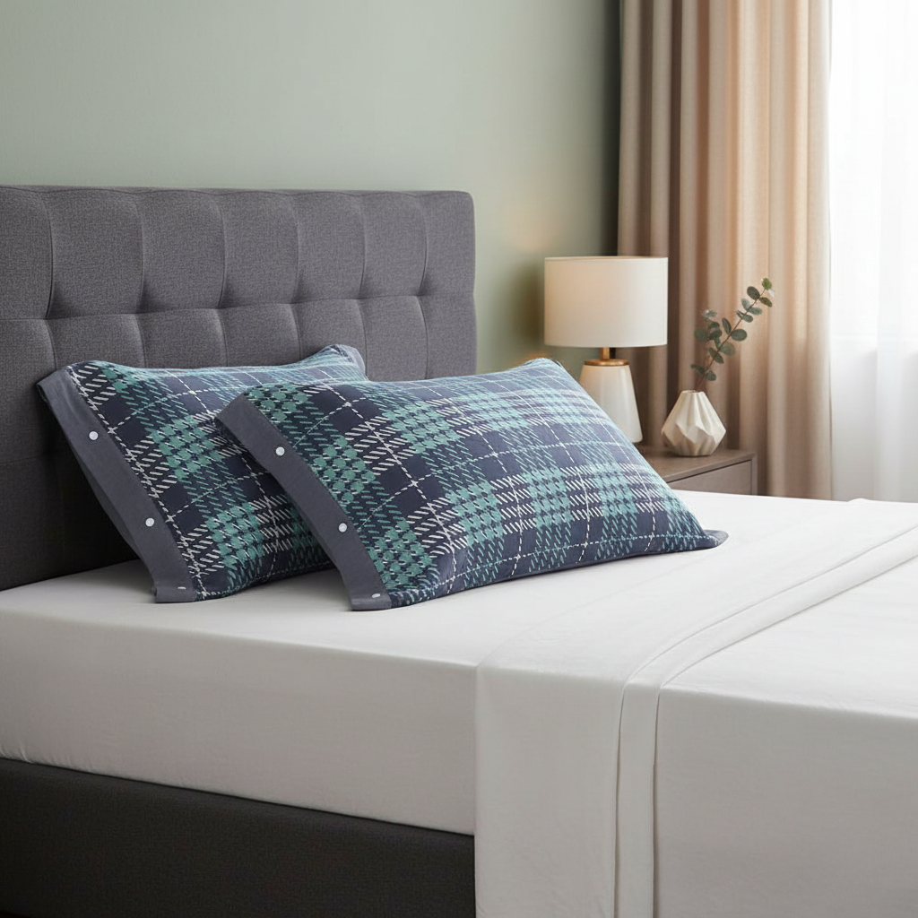 Pure Cotton Buttoned Pillowcase – Soft & Stylish Bedding Accent