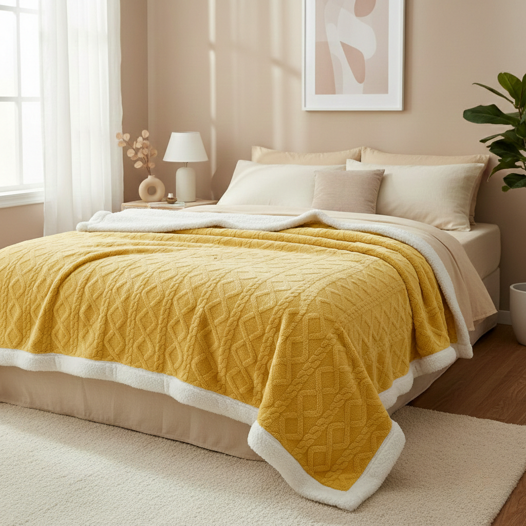 Cozy Fleece Blanket - Double-sided Nighttime Warmth for Bedroom