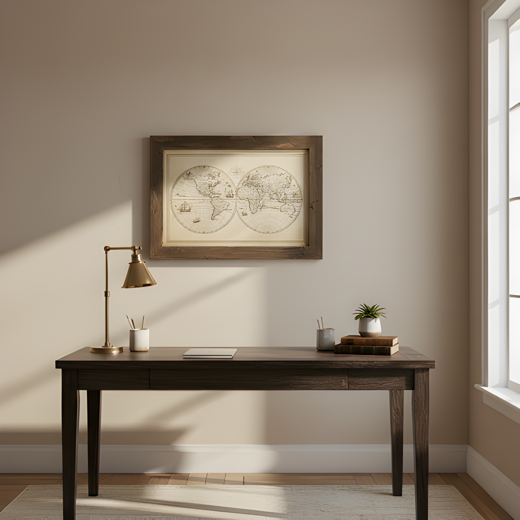 Vintage World Map Décor | Rustic Frame