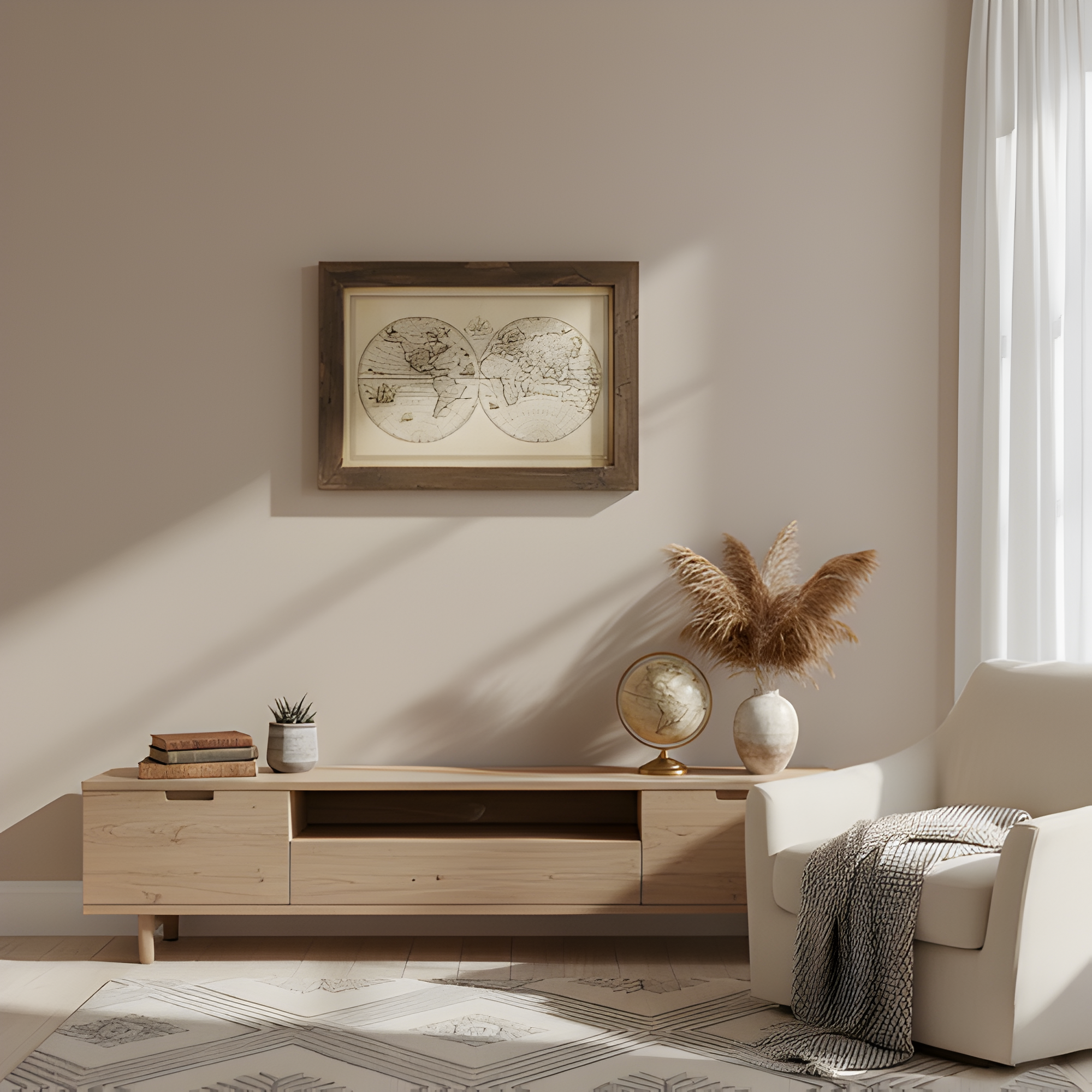 Vintage World Map Décor | Rustic Frame