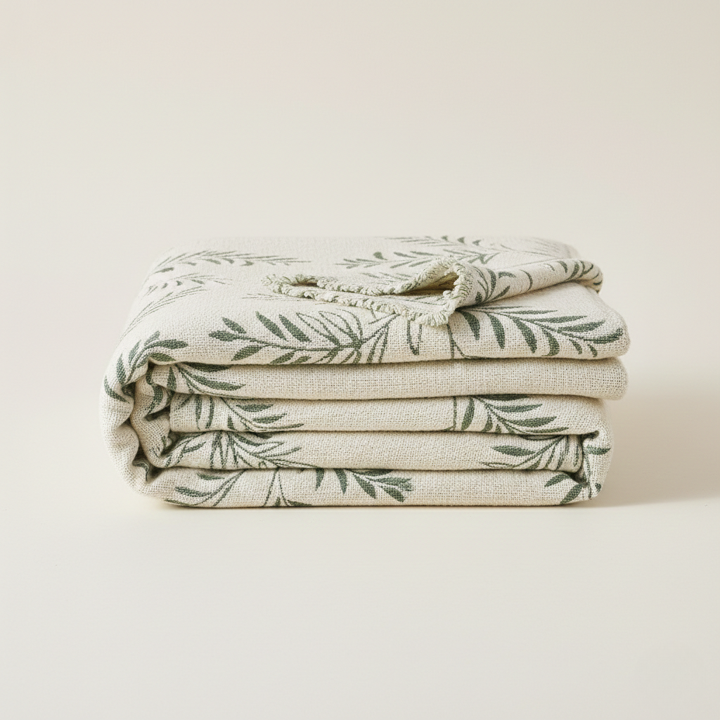 Cozy Winter Sofa Cover - Warm Botanical Pattern for Couch