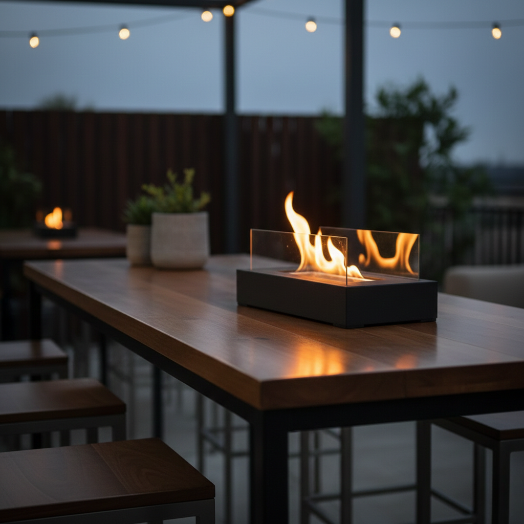 Sereni Fire Tabletop Fireplace – Rectangular Bioethanol for Outdoor and Living Room