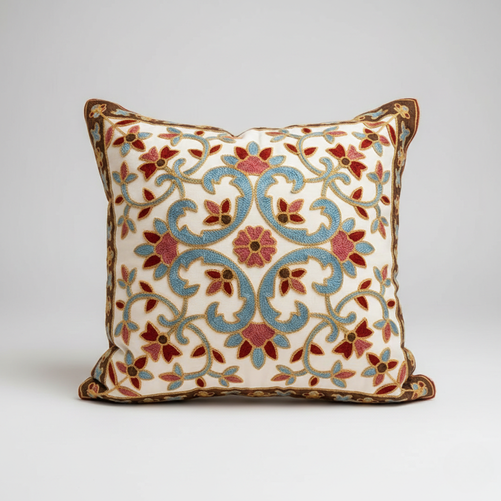 Aurae Embroidered Vintage Pillow Cover – Decorative Accent for Home Décor