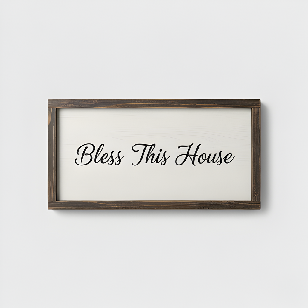 “Bless This House” Script Sign | Rustic Frame