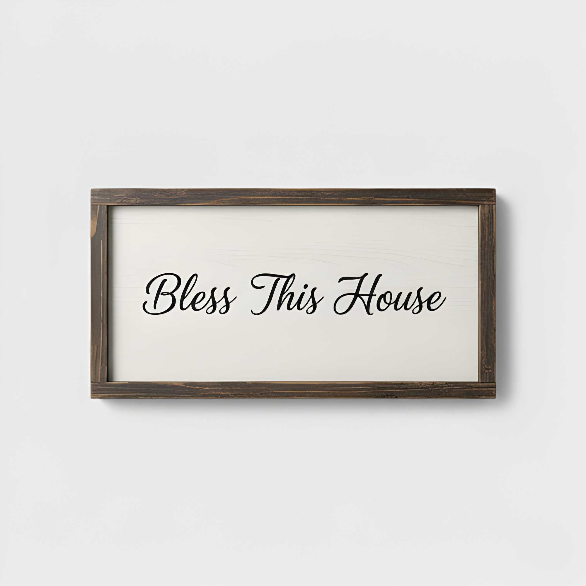 “Bless This House” Script Sign | Rustic Frame