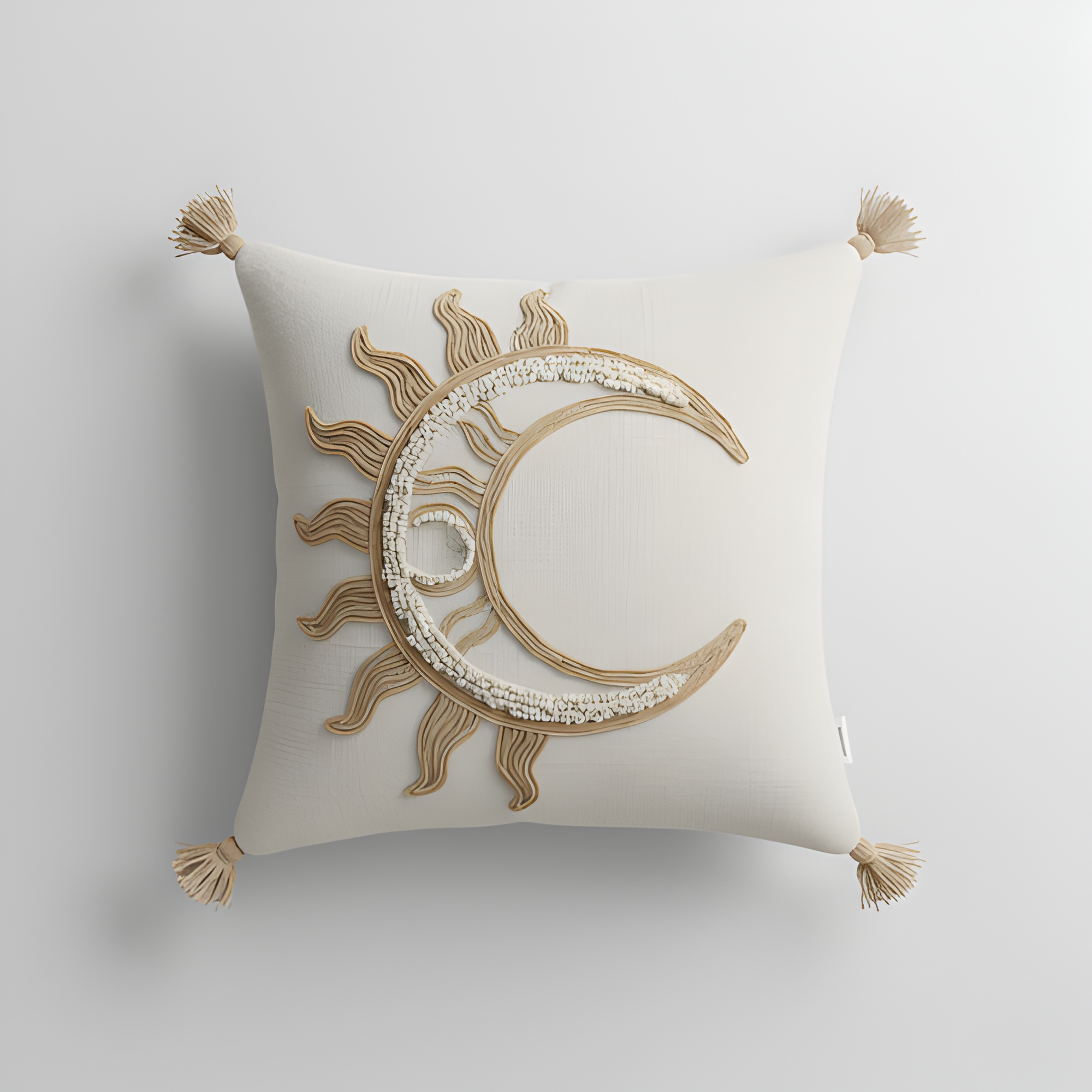 Boho Sun & Moon Pillow Cover | Neutral Tones