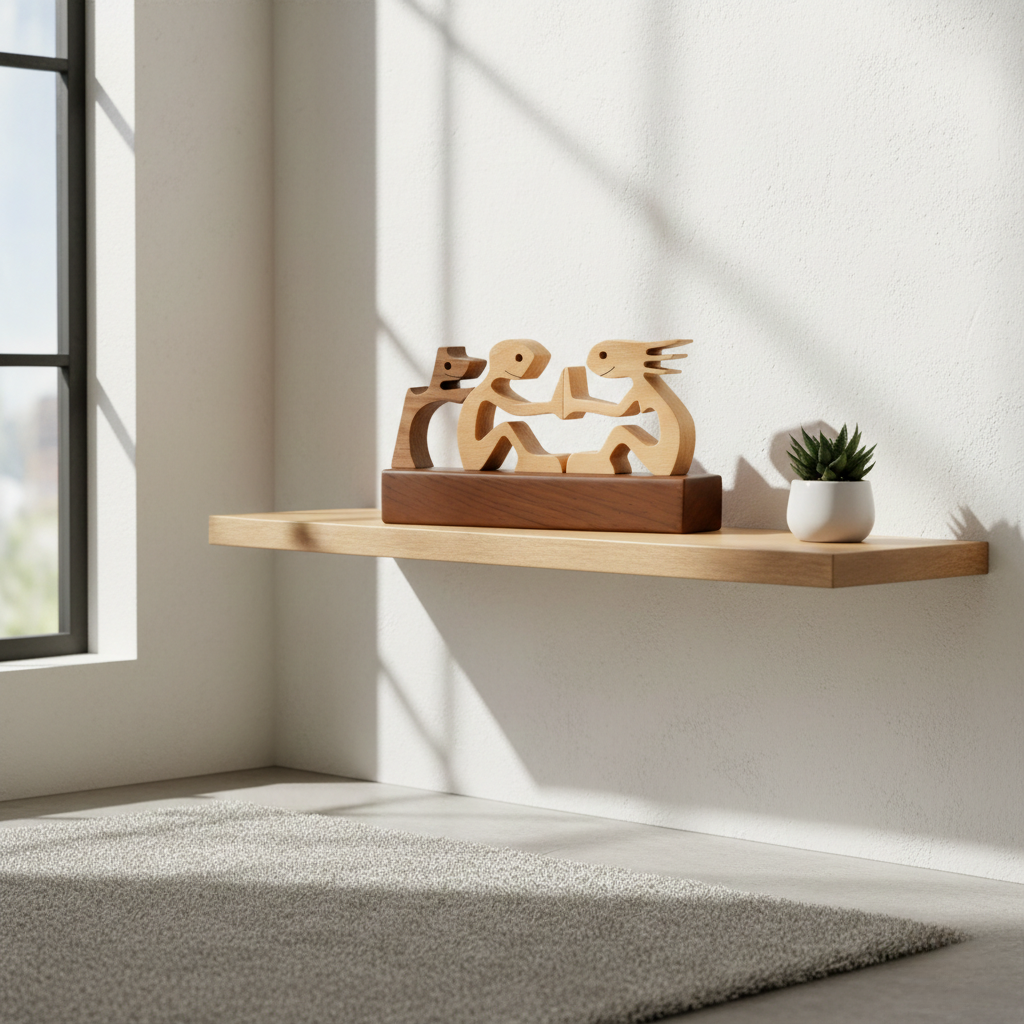 Dog and Human Paws of Love Sculpture - Handcrafted Wooden for Living Room