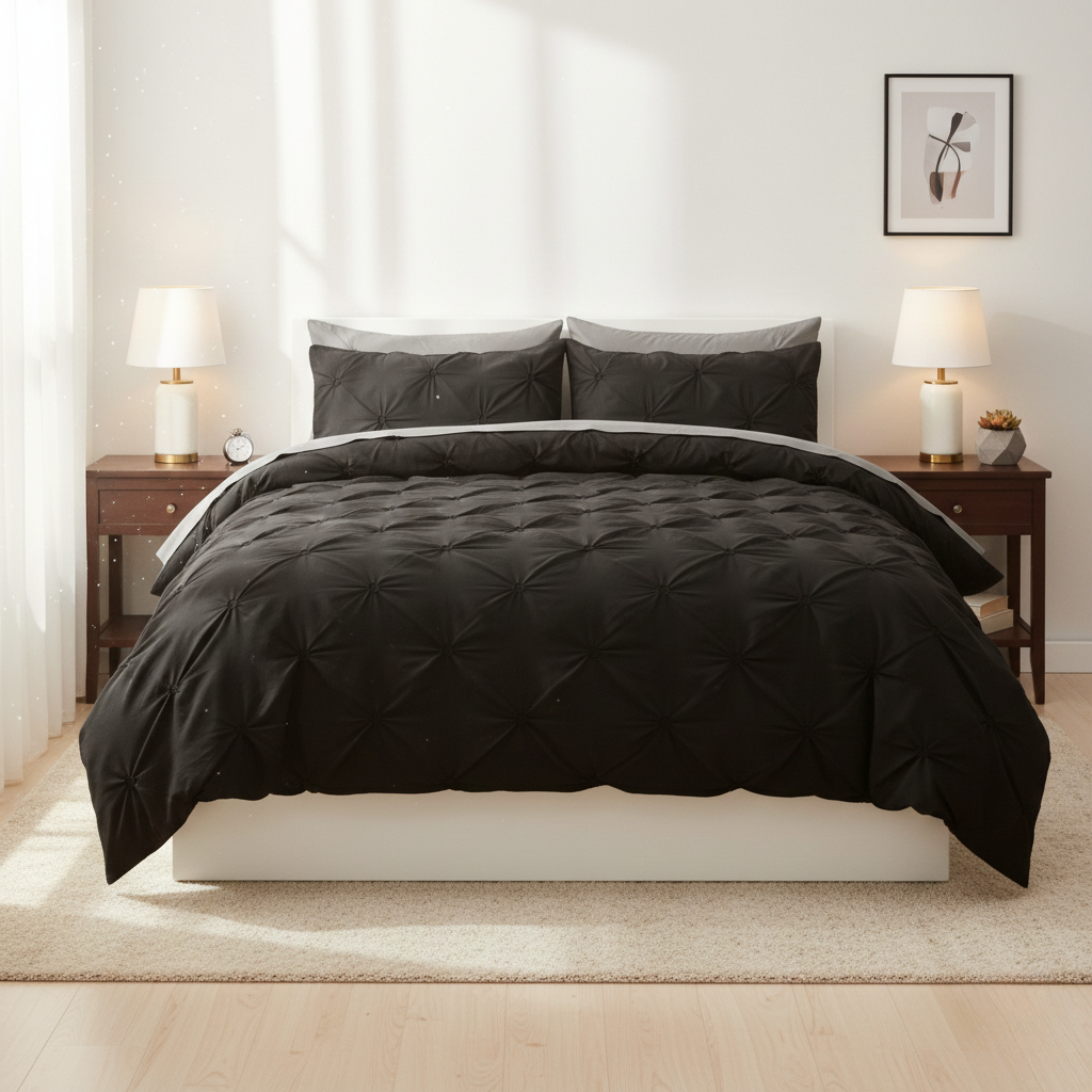 Amore Luxury Pinch Pleat Quilt Cover Set - Microfibre Soft Breathable Blend for Bed