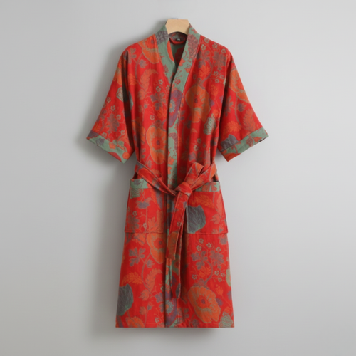 Luxurious Lounge Robe - Vintage-Inspired Floral