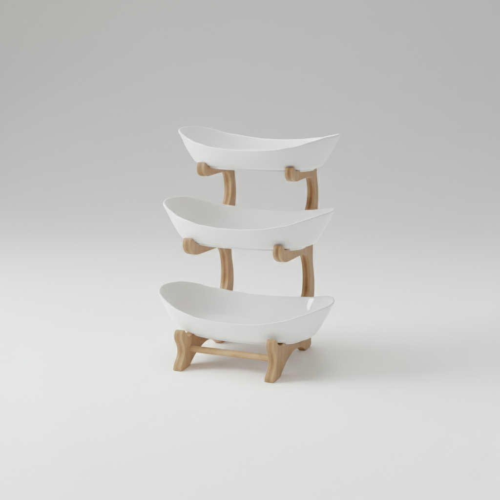 Modern Fruit Bowl - Multi-tiered Wooden for Kitchen