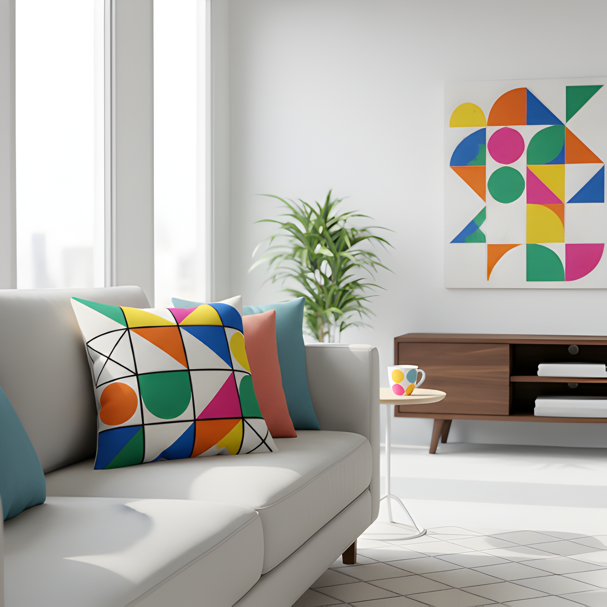 Abstract Geometric Shapes Pillow Cover | Color Pop