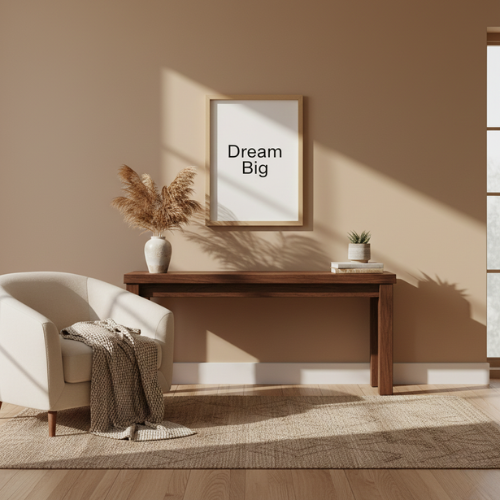 “Dream Big” Minimalist Wall Art | Natural Wood Frame