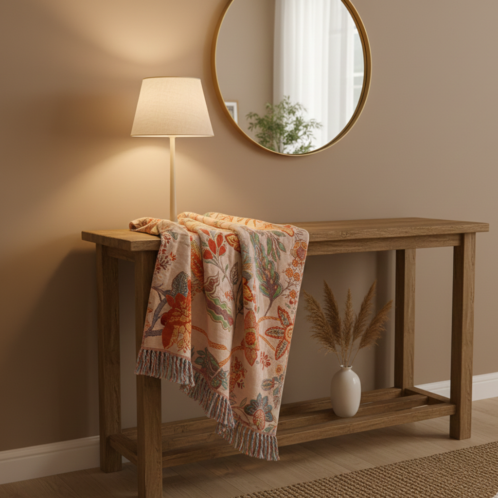 Floral Pattern Boho Blanket | Cotton