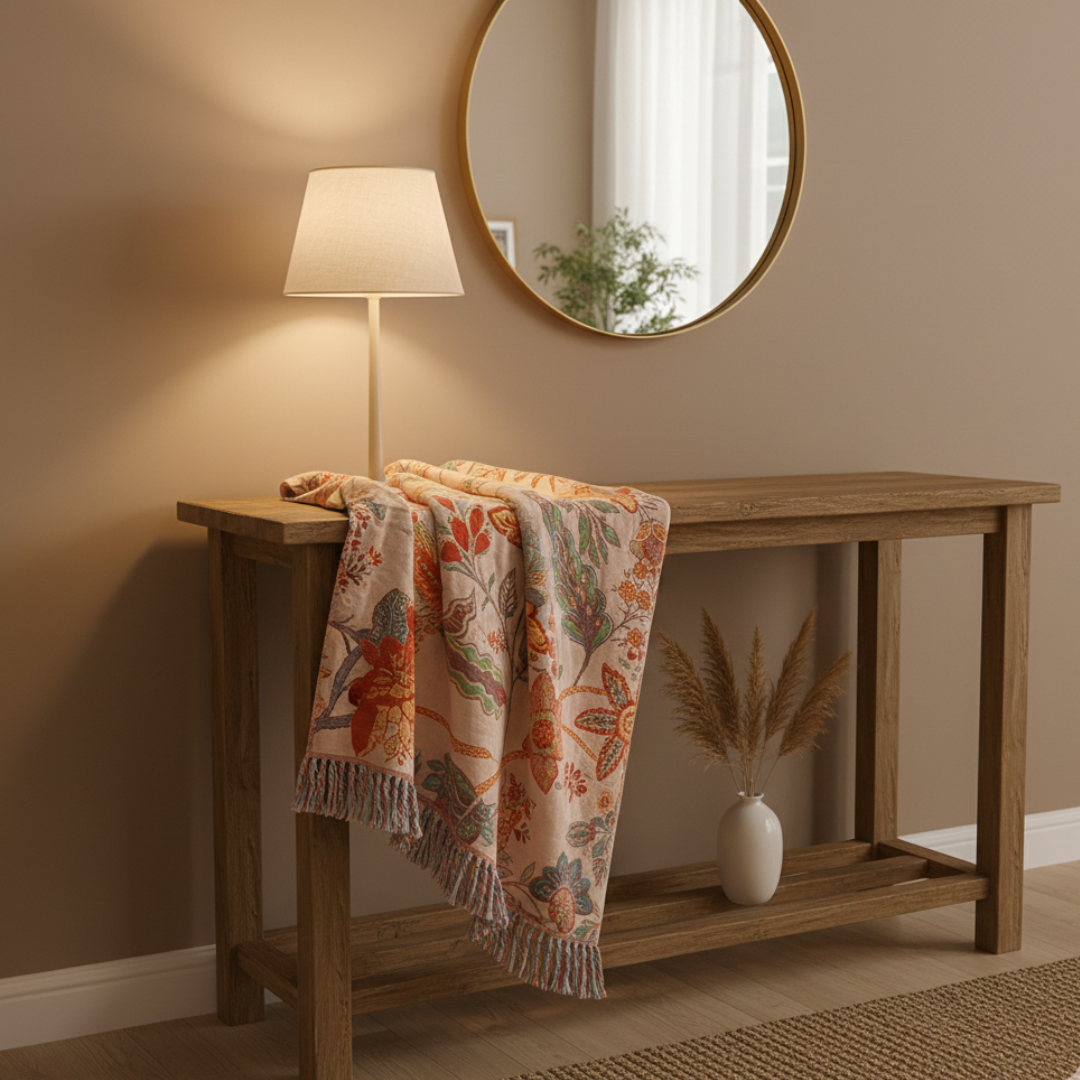 Floral Pattern Boho Blanket | Cotton