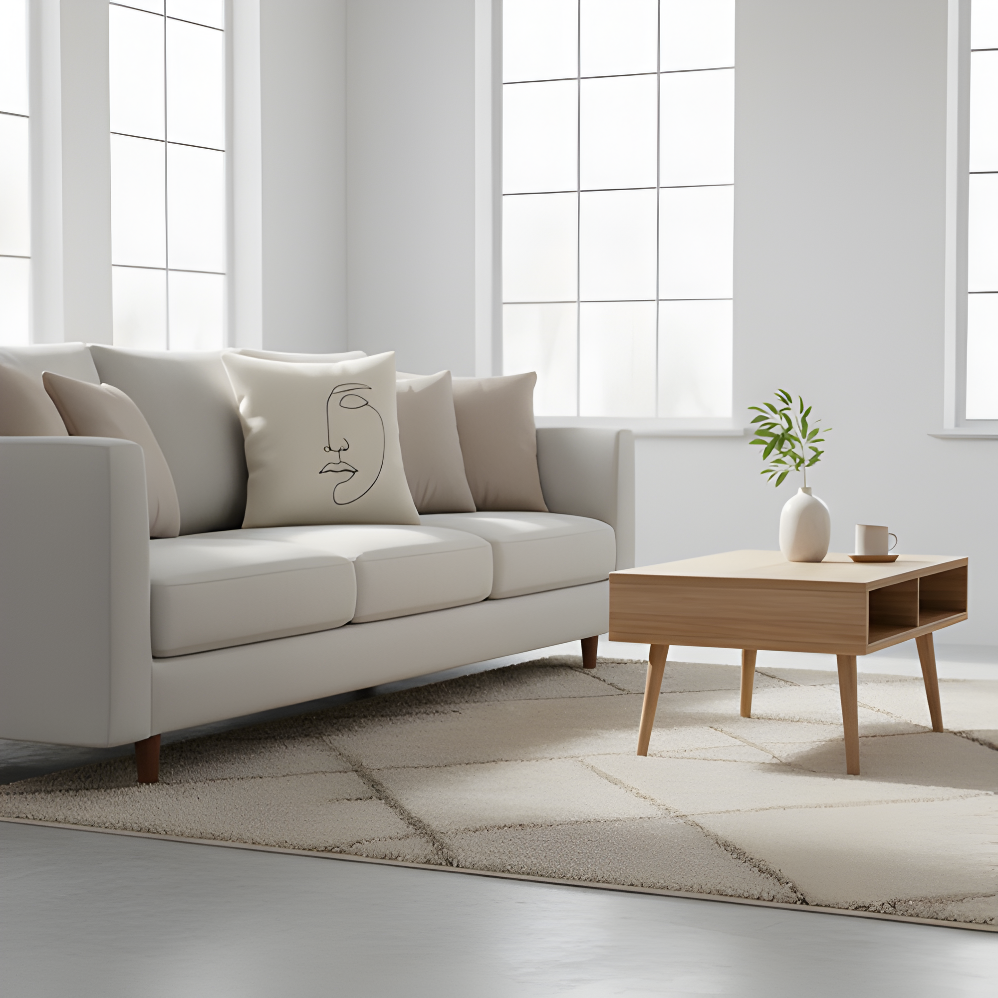 Minimalist Line Art Face Pillow Cover | Modern Décor