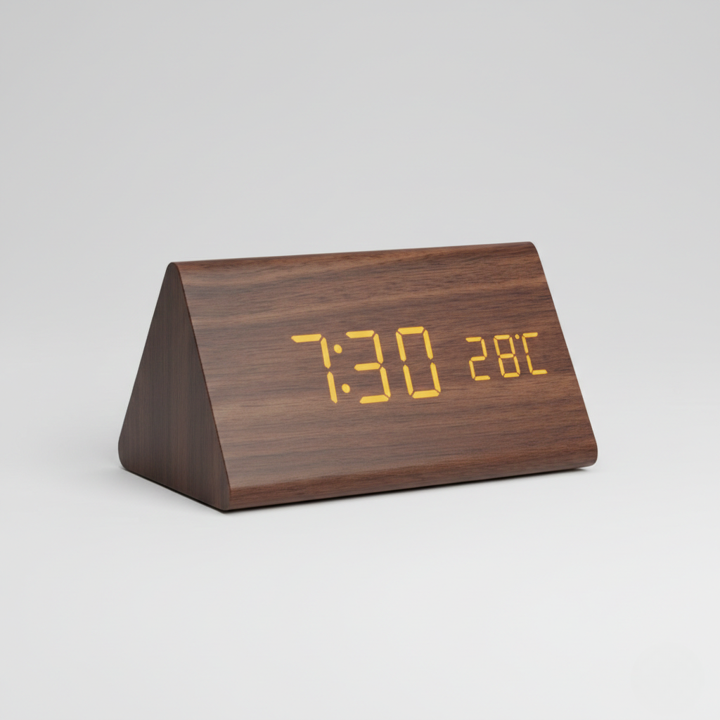Wood-sense LED Wooden Clock - Stylish Wood Grain for Every Room