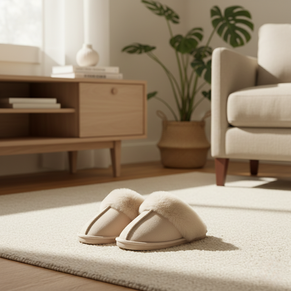 Nordic Comfy Slippers - Faux Fur Rubber Sole for Women