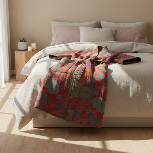 Luxurious Lounge Robe - Vintage-Inspired Floral