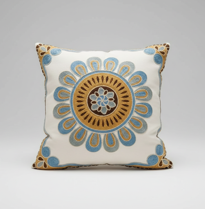 Aurae Embroidered Vintage Pillow Cover – Decorative Accent for Home Décor