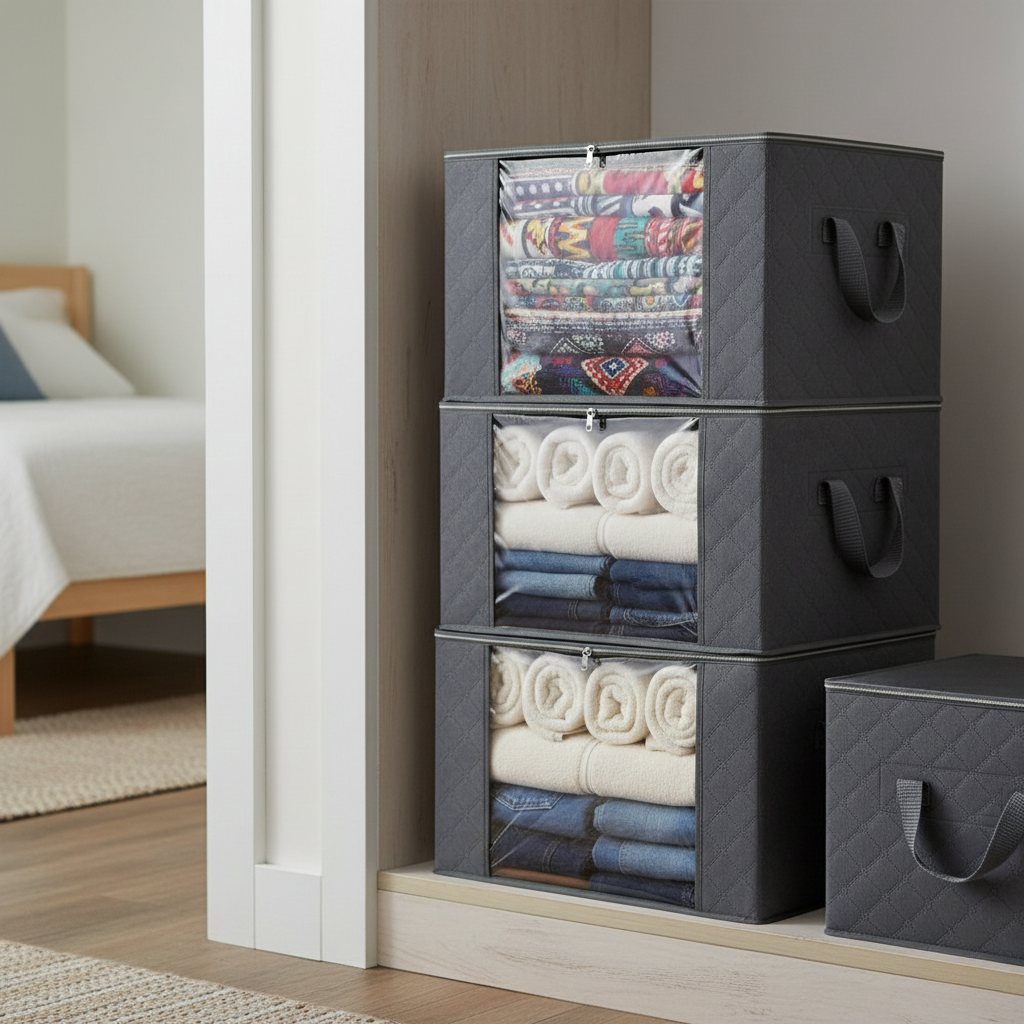 Clothes Storage Bag - Foldable Design for Bedroom and Closet (60x40x35cm)