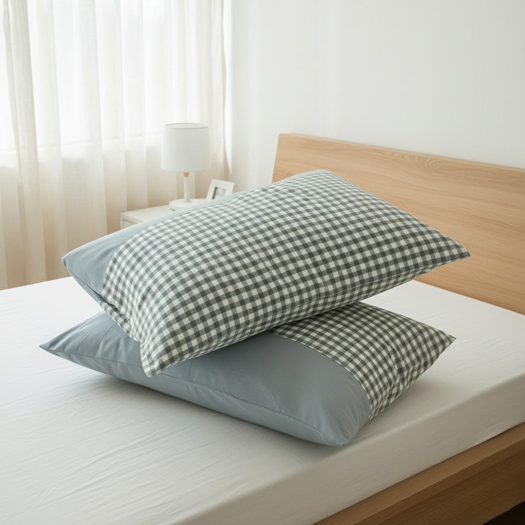 Classic Gingham Soft Pillow Case – Comfortable Bedding Accent