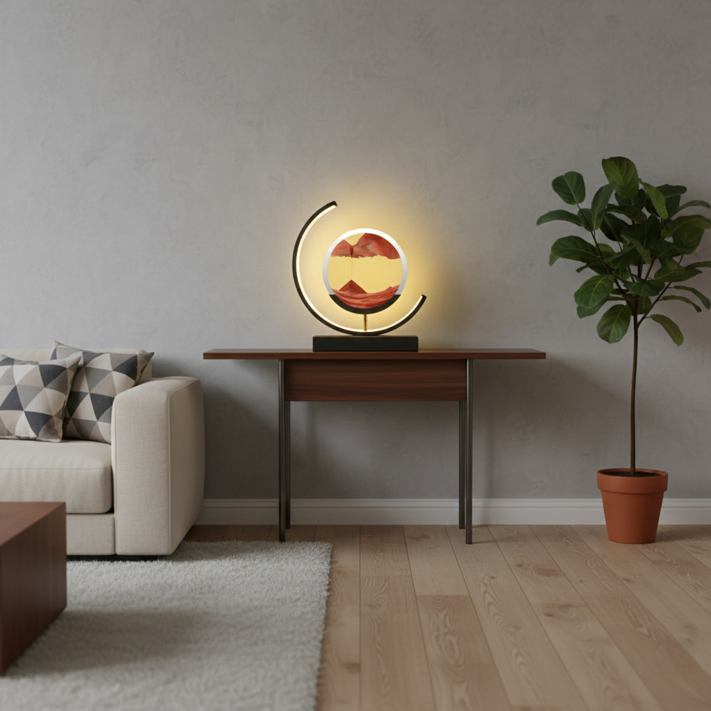 Sand Glow Lamp - Rotatable Glass Disc for Living Room and Bedroom