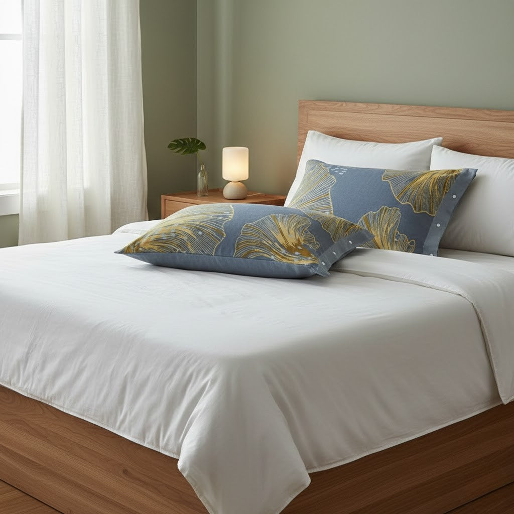 Golden Flora Pure Cotton Pillowcase Set – 2 Pieces for Bed & Home Décor