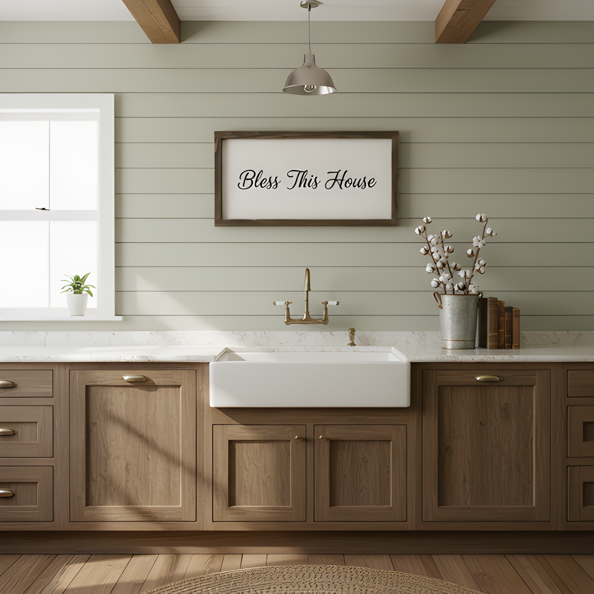 “Bless This House” Script Sign | Rustic Frame