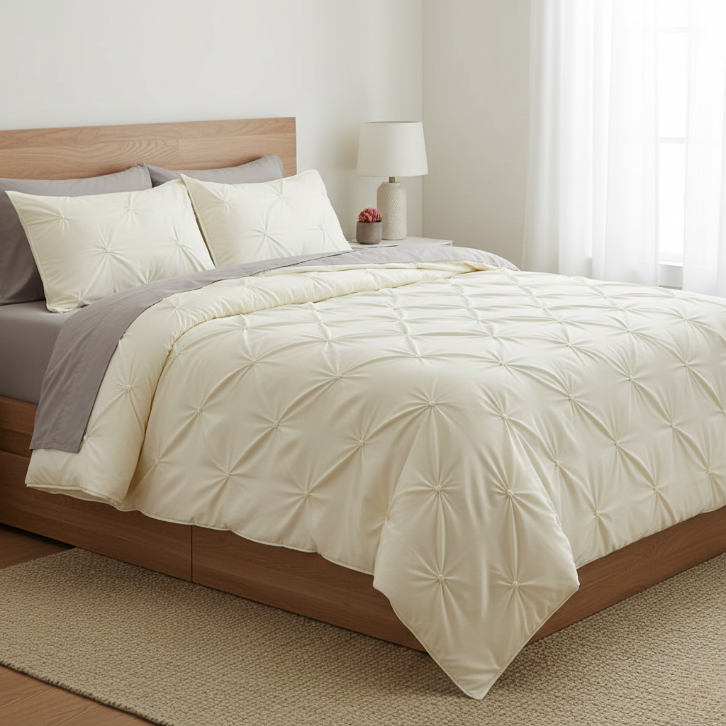 Amore Luxury Pinch Pleat Quilt Cover Set - Microfibre Soft Breathable Blend for Bed