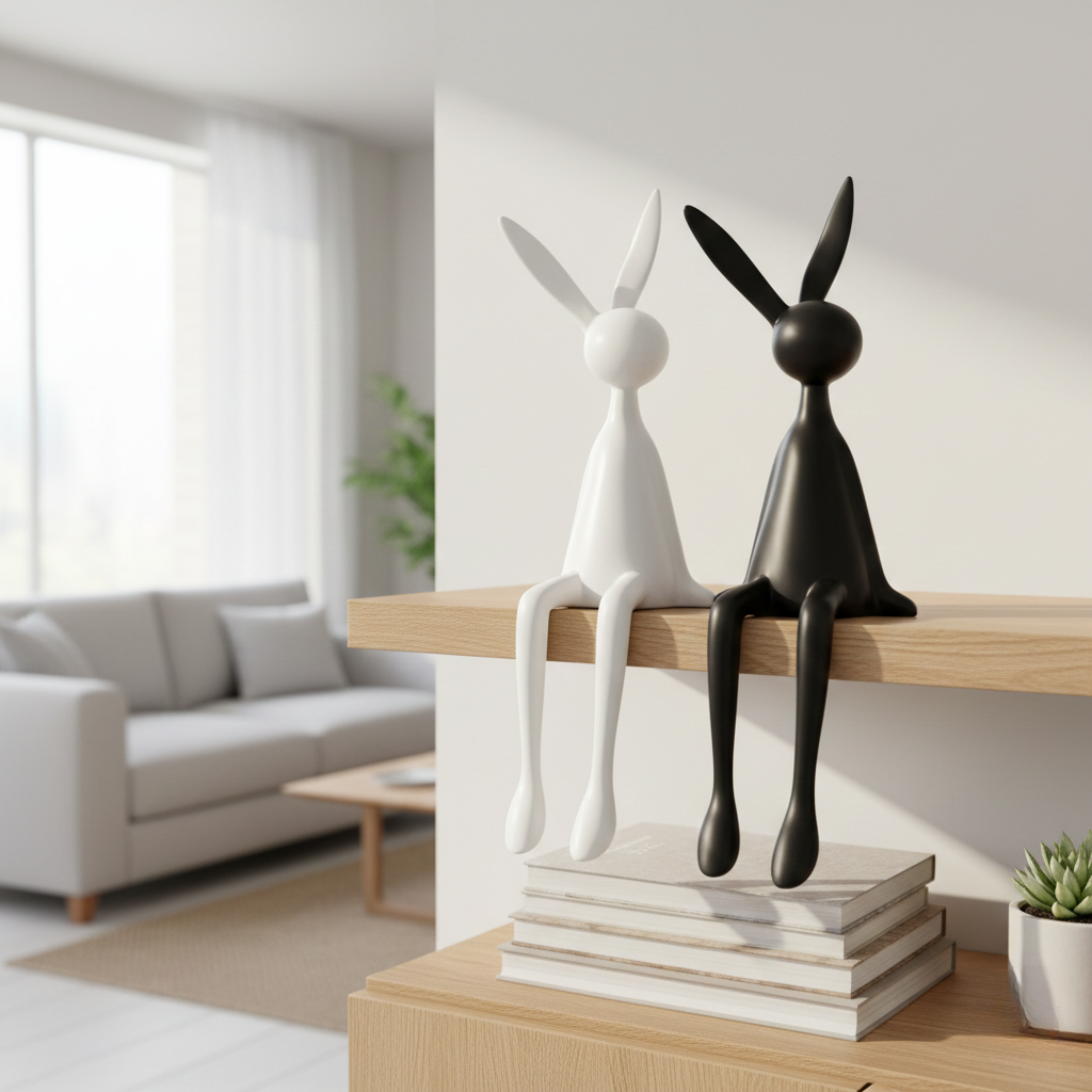 Modern Easter Bunny Decor - Resin-lux for Living Room