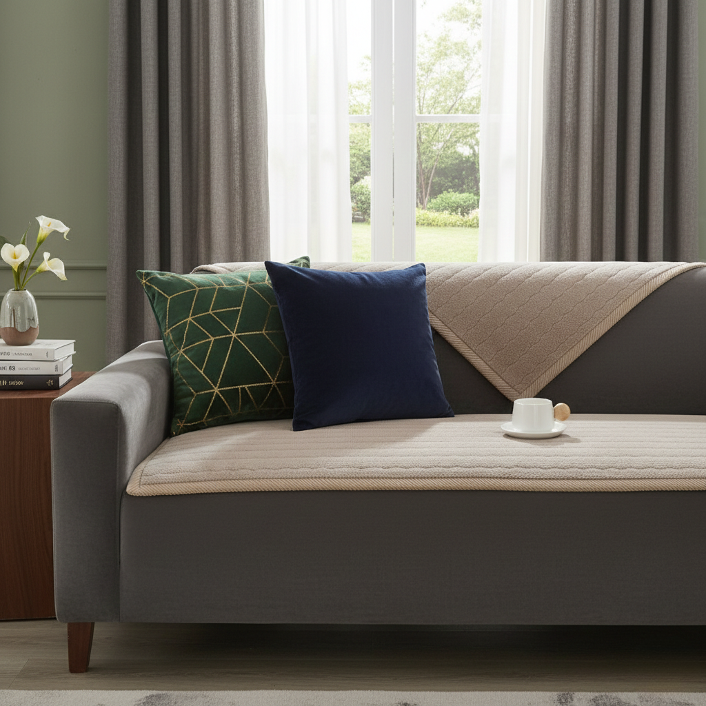 Pet-Friendly Sofa Cover – Non-Slip Plush Polyester Couch Cover