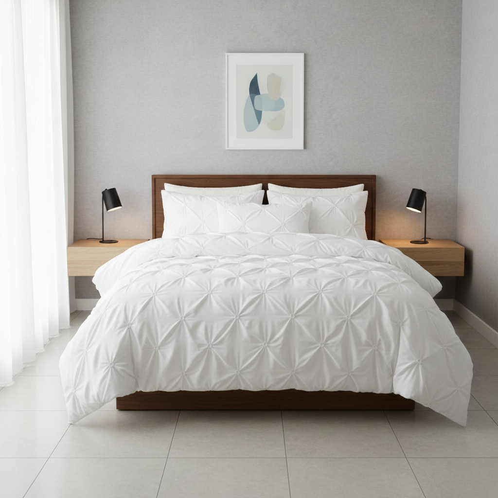 Amore Luxury Pinch Pleat Quilt Cover Set - Microfibre Soft Breathable Blend for Bed