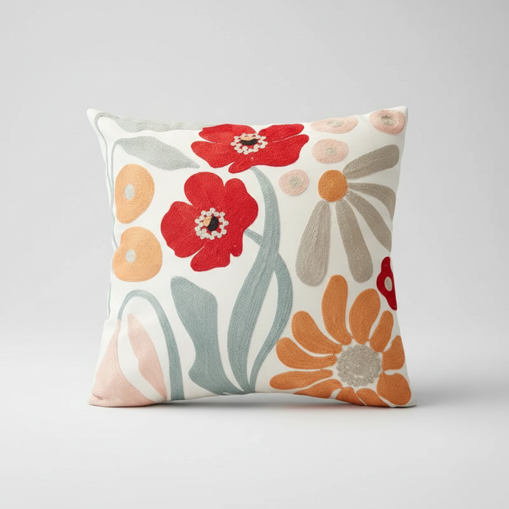 Garden Accent Pillow Cover 45x45cm – Elegant Plant Pattern Cushion Cover