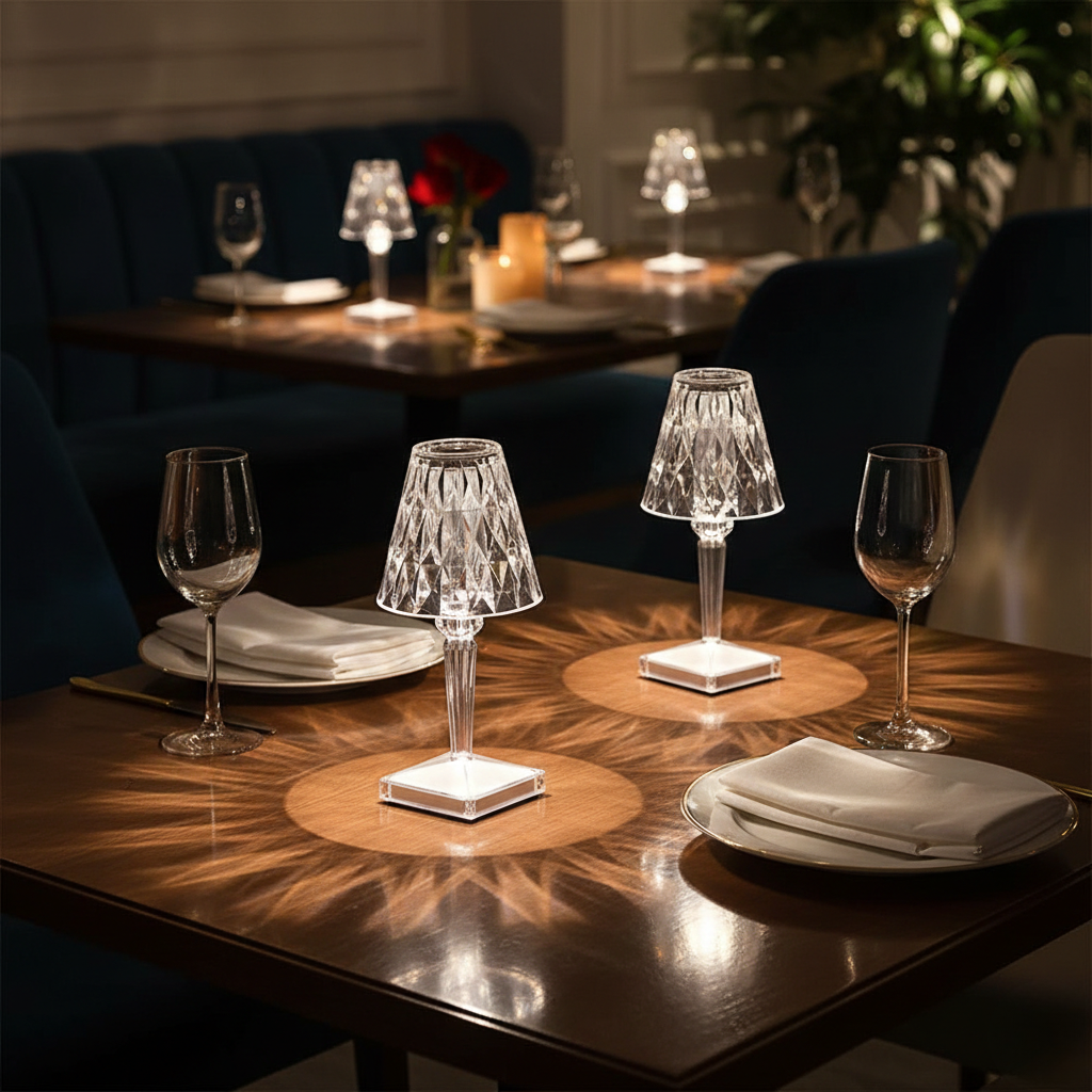 LED Crystal Table Lamp - Elegant Diamond Design