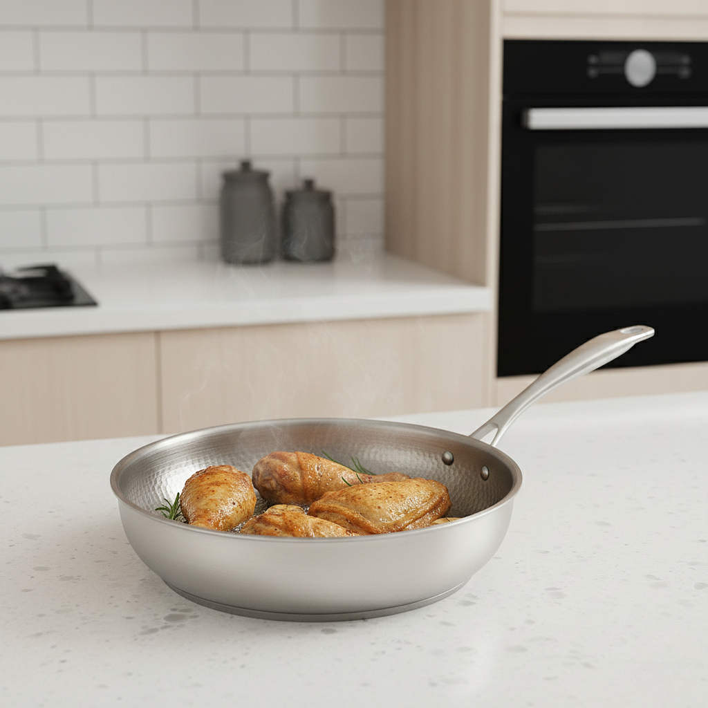 Titan-premium Frying Pan - Polished Metallic Finish for Kitchen