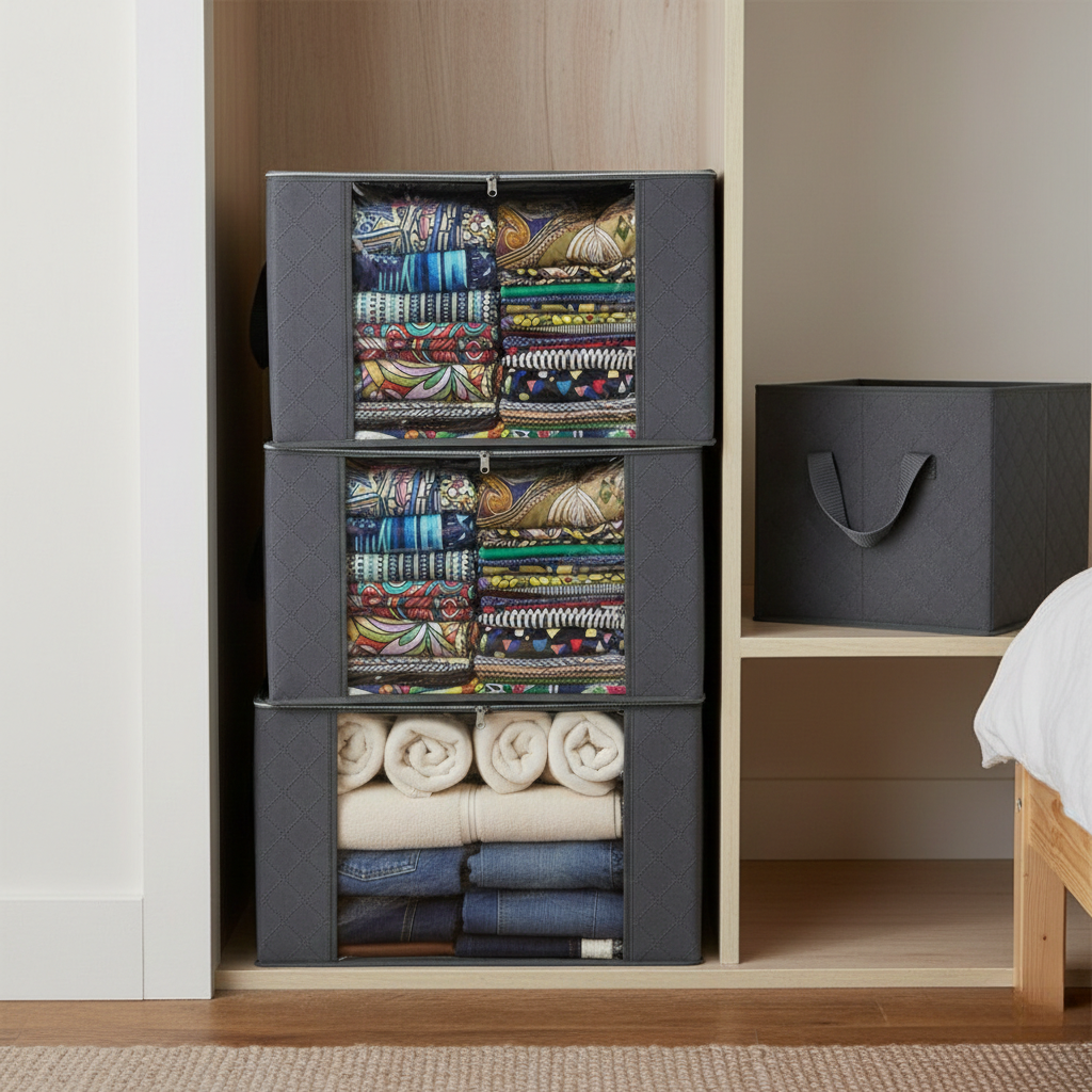 Clothes Storage Bag - Foldable Design for Bedroom and Closet (60x40x35cm)