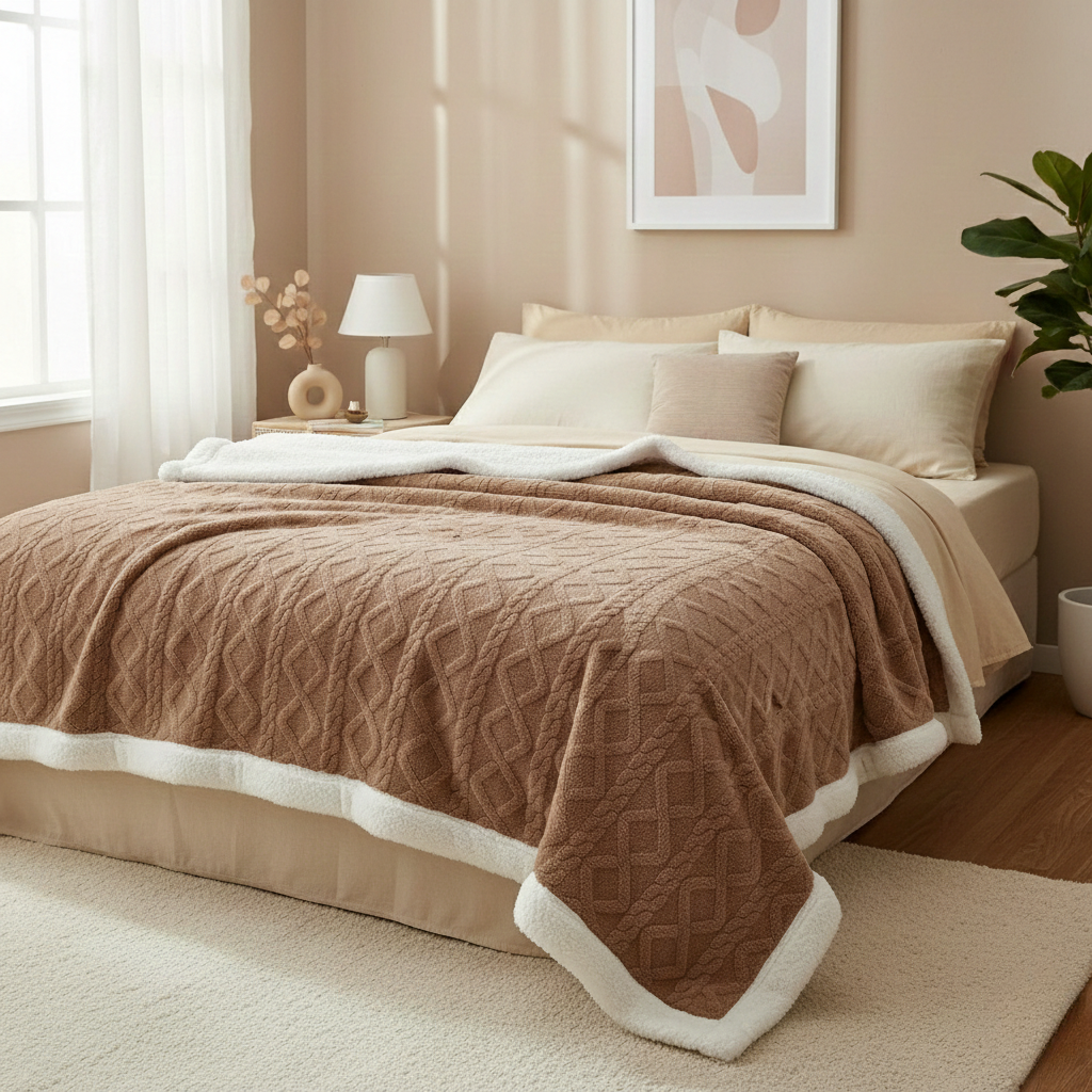 Cozy Fleece Blanket - Double-sided Nighttime Warmth for Bedroom