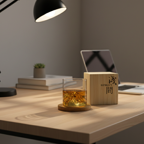 Crystal Peak Whiskey Glass - Sculpted Japanese Design