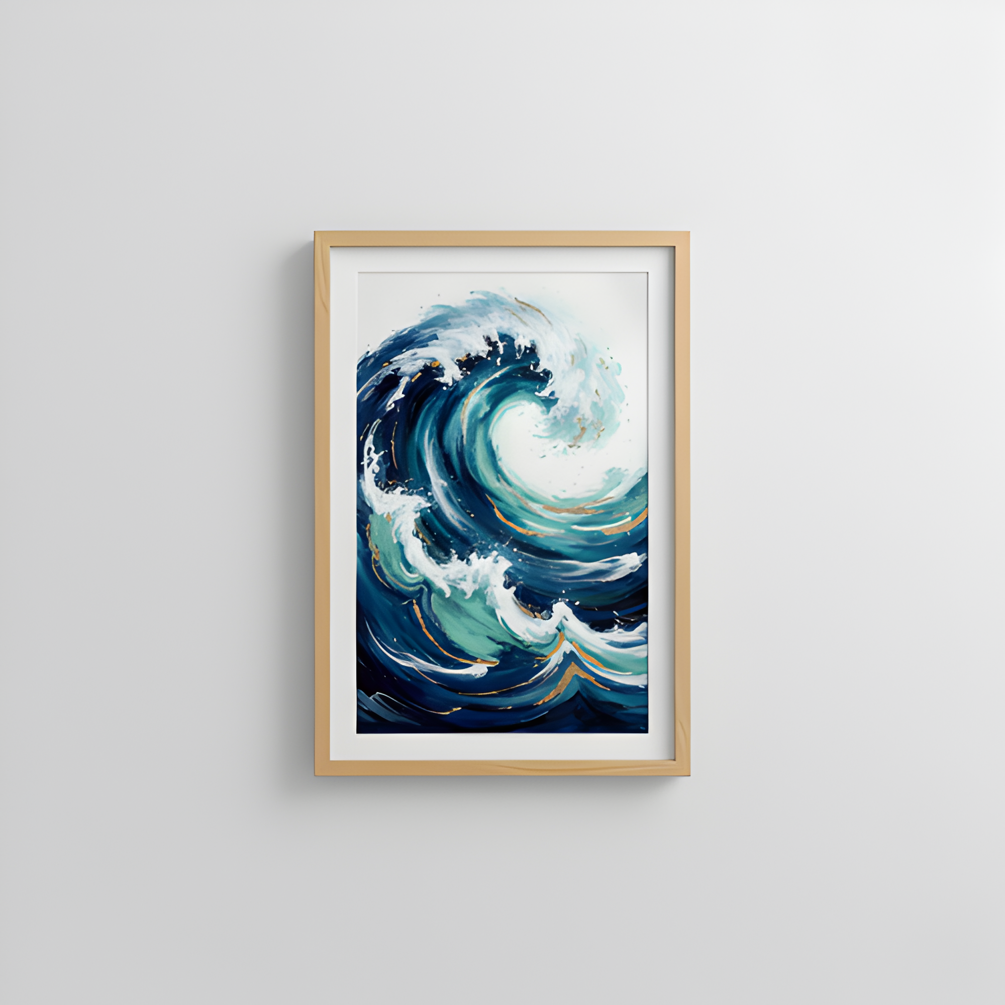 Abstract Ocean Waves | Natural Wood Frame