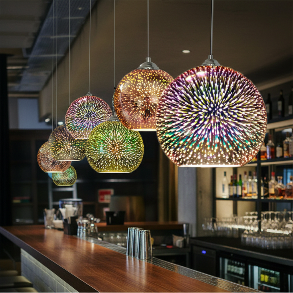 3D Glass Pendant Light – Creative Firework Design