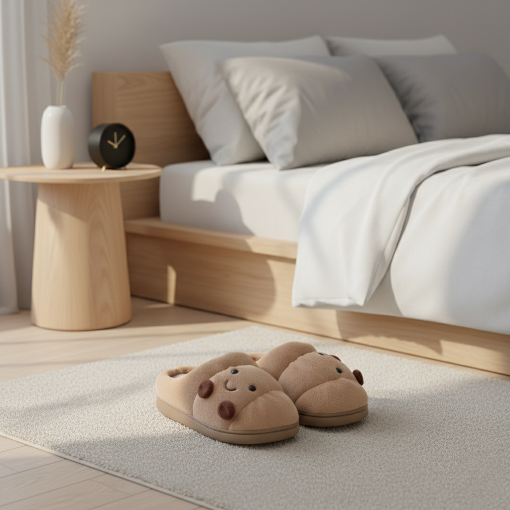 Happy Croissant Slippers - Ultra-Soft Plush Slip-on for Women