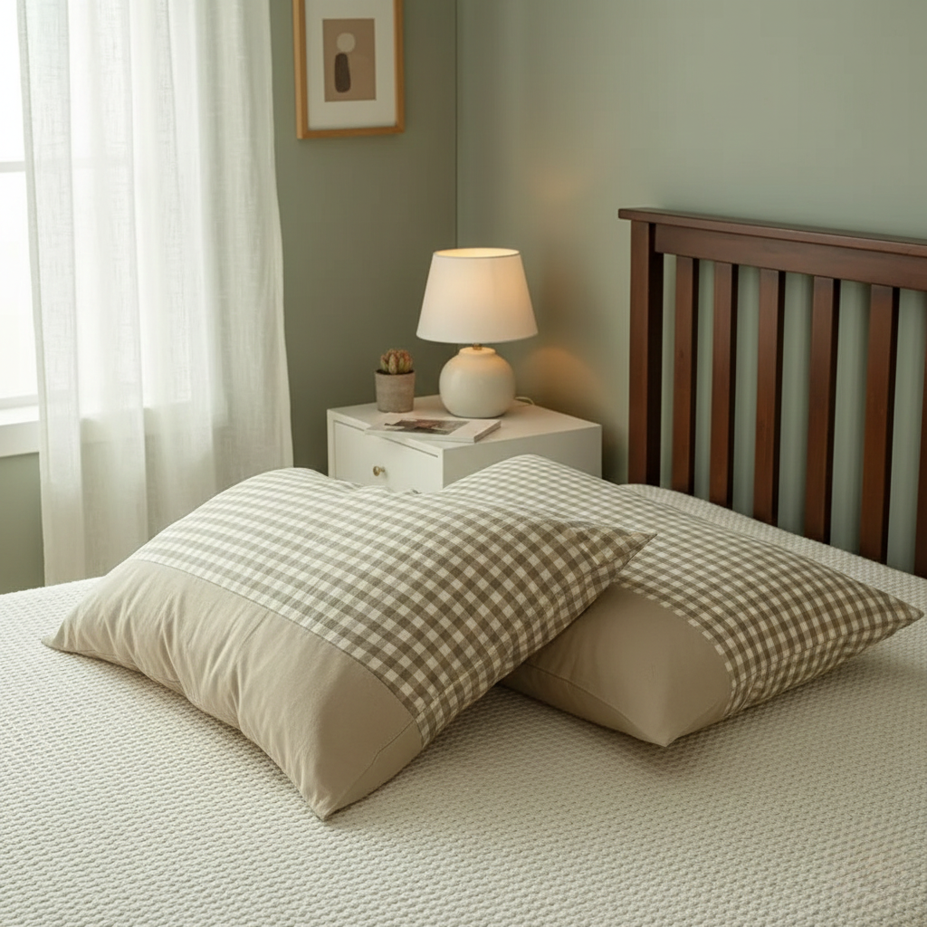 Classic Gingham Soft Pillow Case – Comfortable Bedding Accent