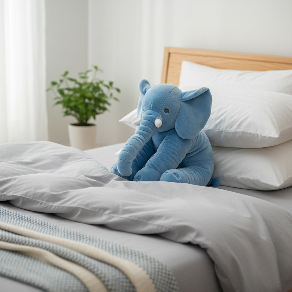 Elephant Cuddly Cushion - Plush Faux for Living Room and Bedroom