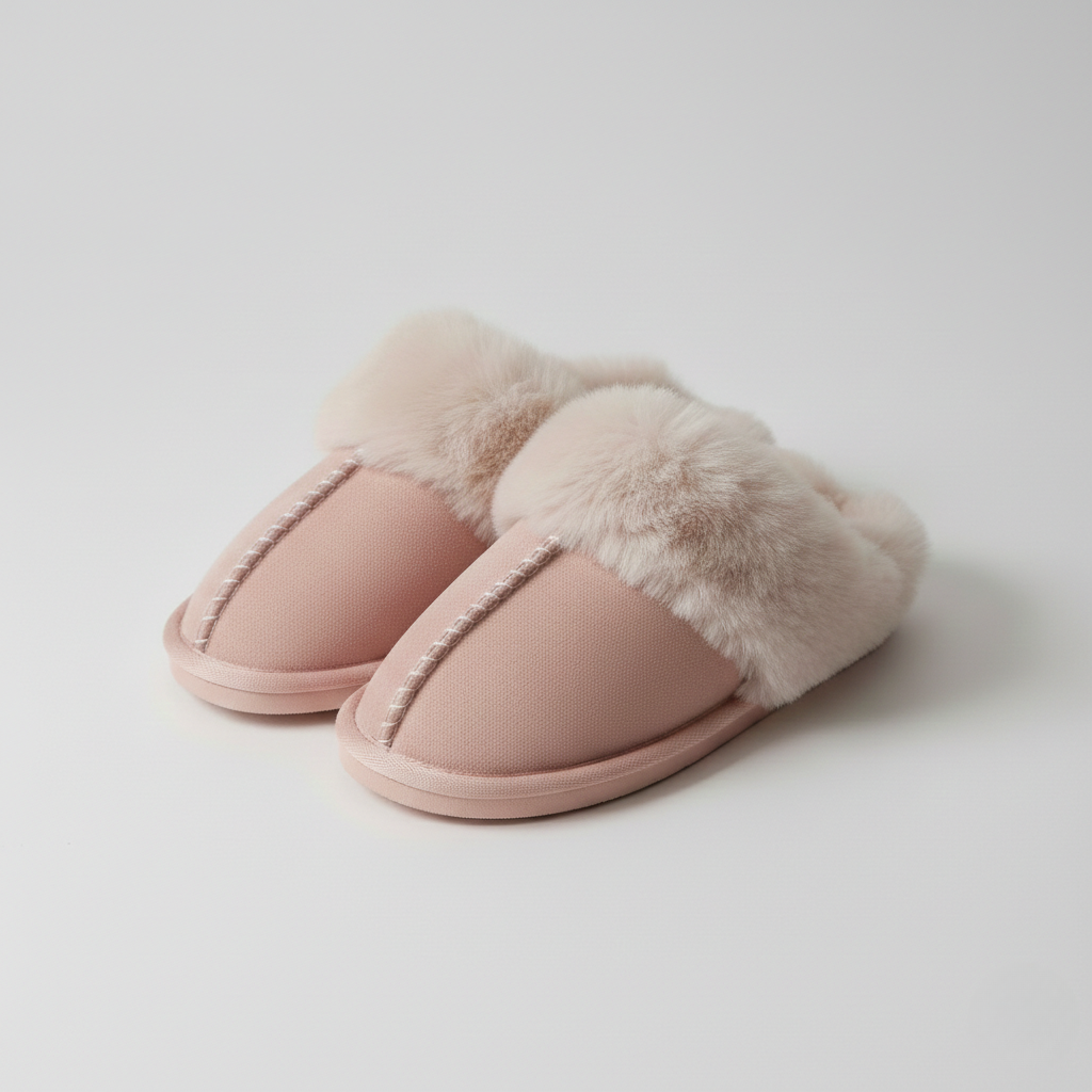 Nordic Comfy Slippers - Faux Fur Rubber Sole for Women