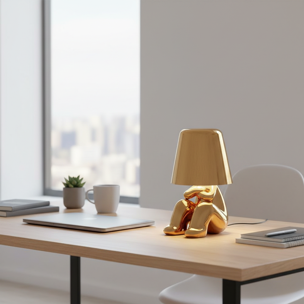 Thinker Table Lamp – USB Rechargeable Metal Base Lamp