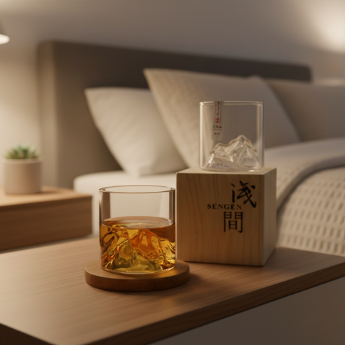 Crystal Peak Whiskey Glass - Sculpted Japanese Design